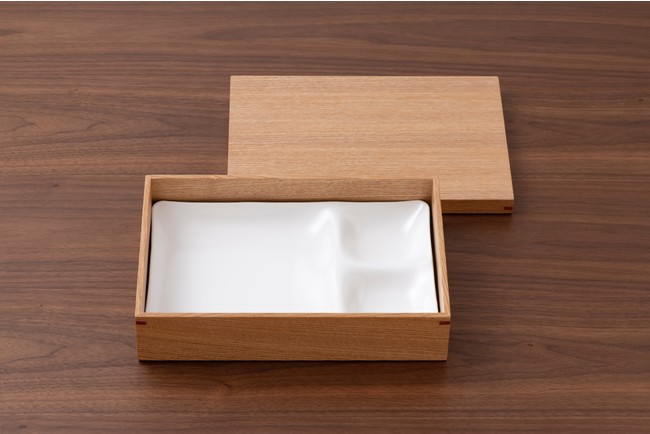 長方形白木箱 3ツ仕切プレート