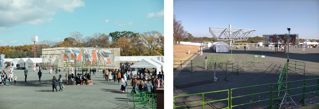 左：「日本工芸産地博覧会」開催模様／右：入退場口に設置された人流解析用の画像解析カメラ