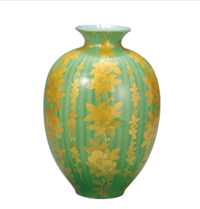 吉田美統　釉裏金彩更紗文 花瓶 （径24.8×高さ36cm） 2,530,000円