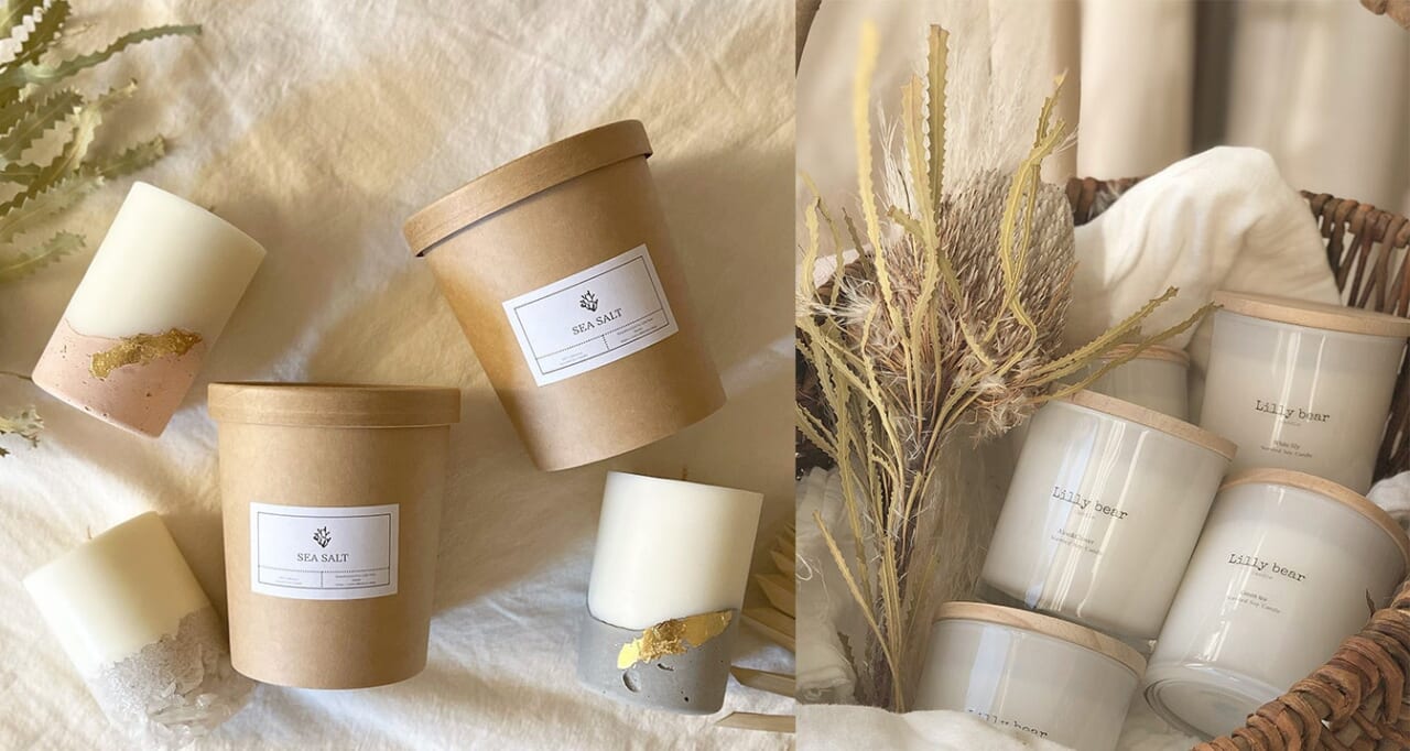 左「Zen collection」、右「Classic soy candle」