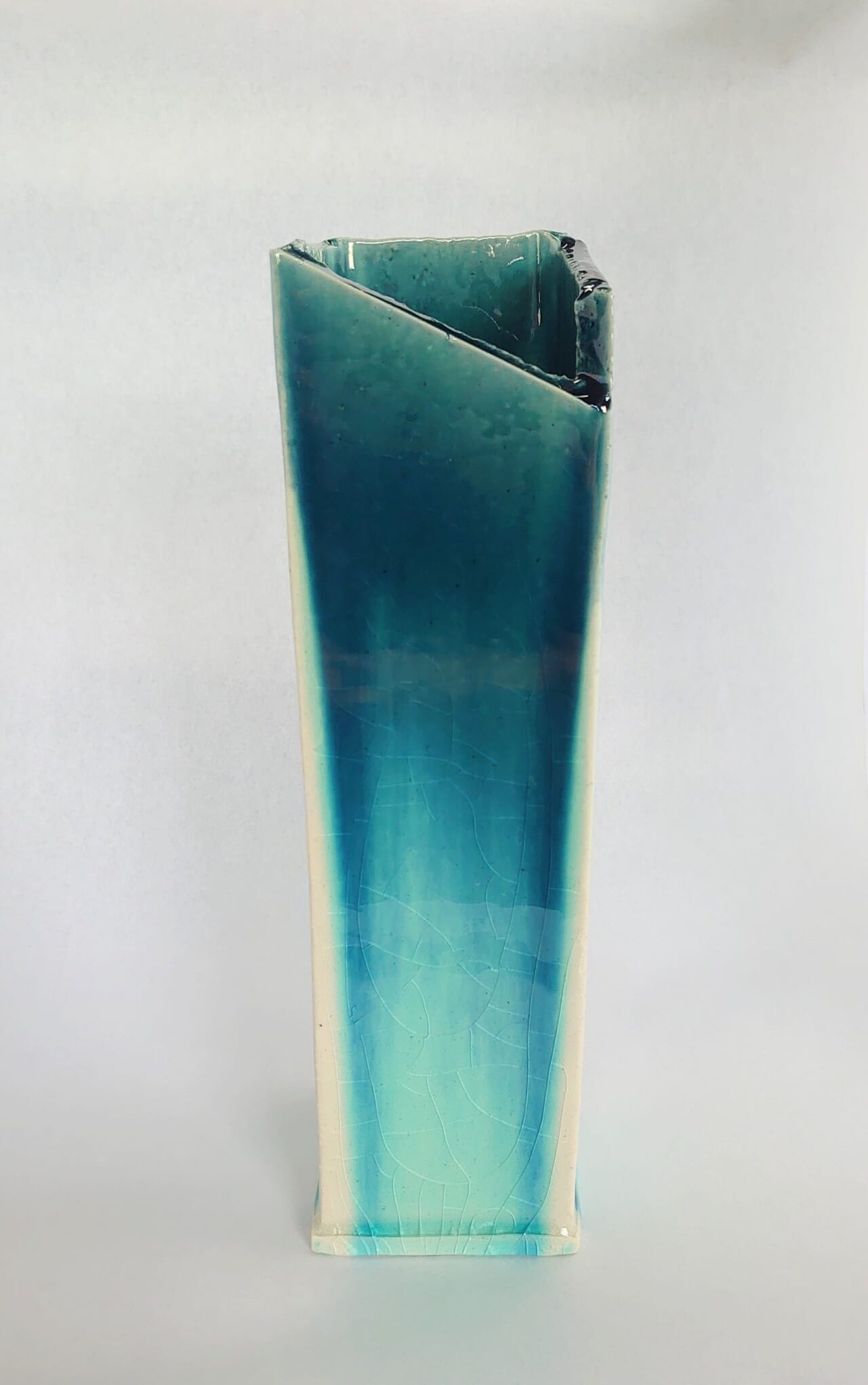 鈴木義宣「 硝子釉 筒花器 」 （ 縦10×横 10 ×高 33 cm、箱後日） 143,000円（税込）