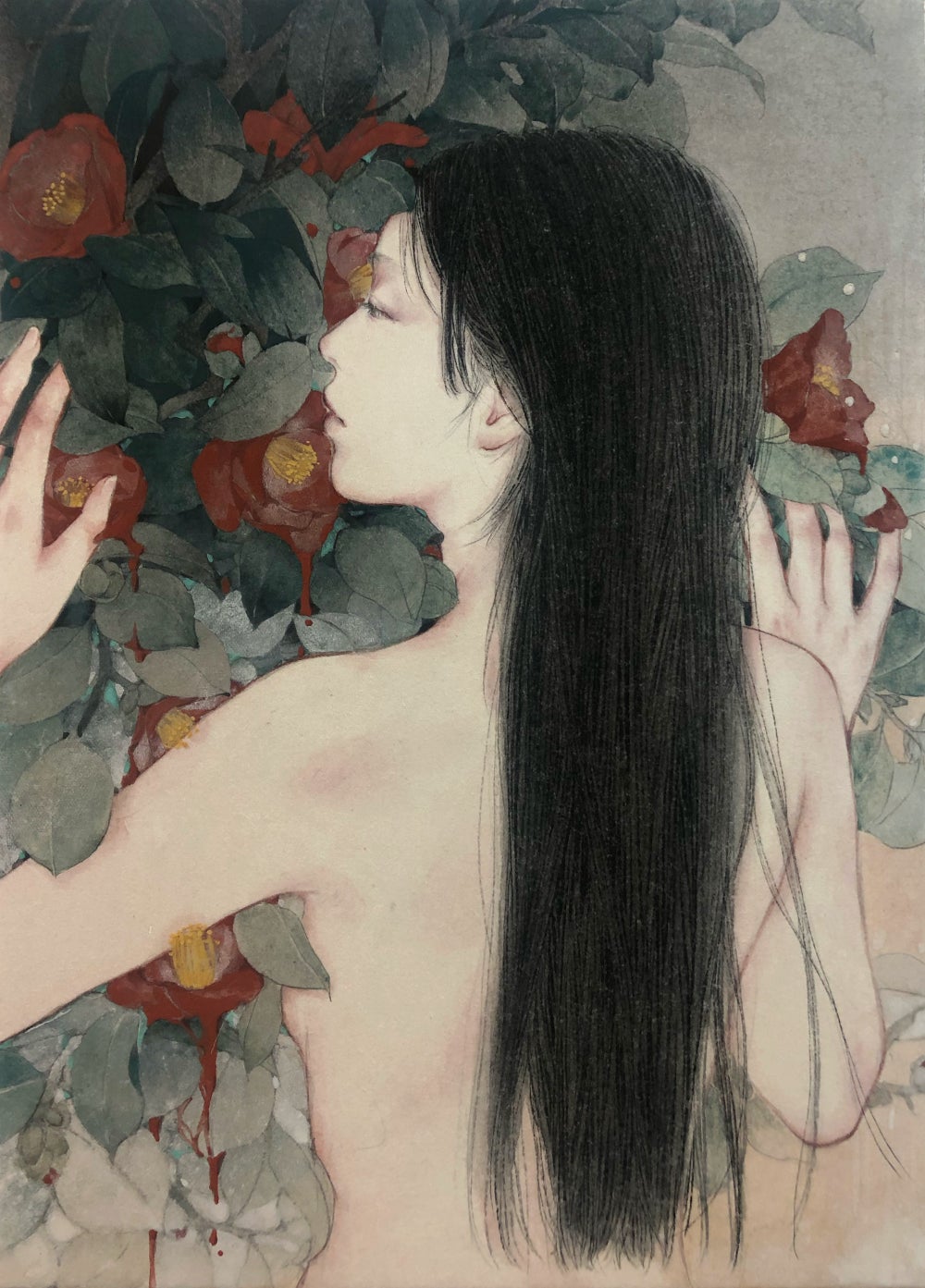 「花と夢」 （ 麻紙に岩絵具、F４号）        132,000円