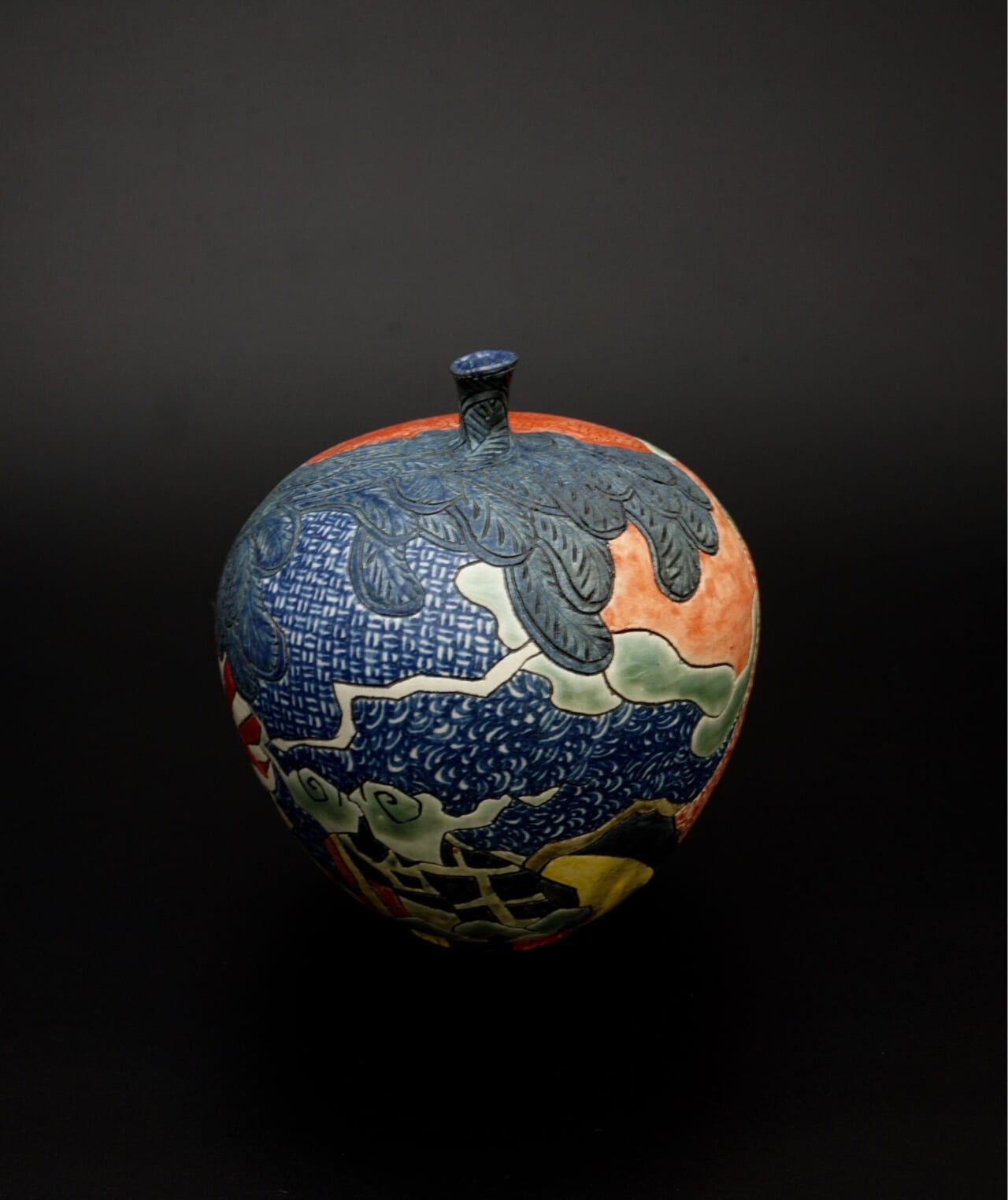 「赤富士林檎壺」 （径10×高さ10cm、箱後日） 55,000円