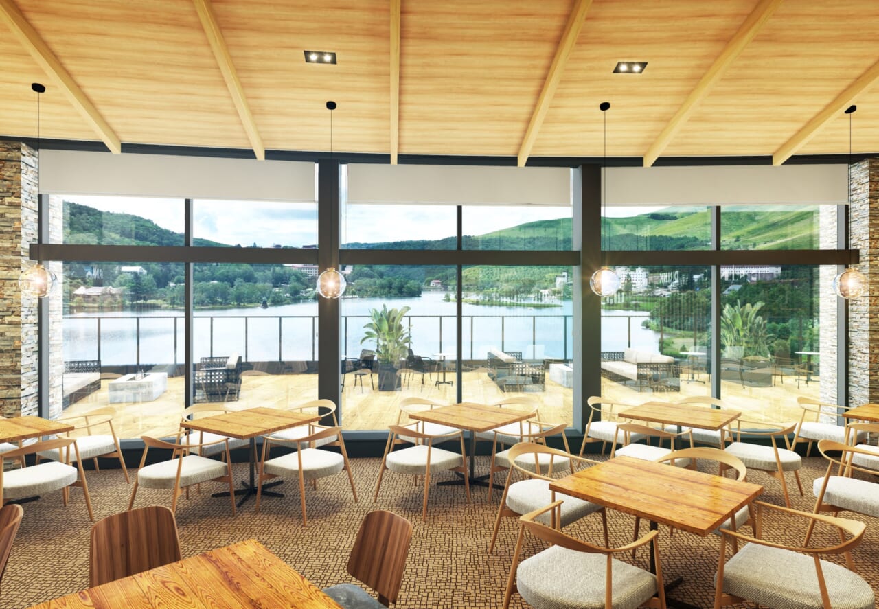 △ 1階・フードホール「湖畔の風」