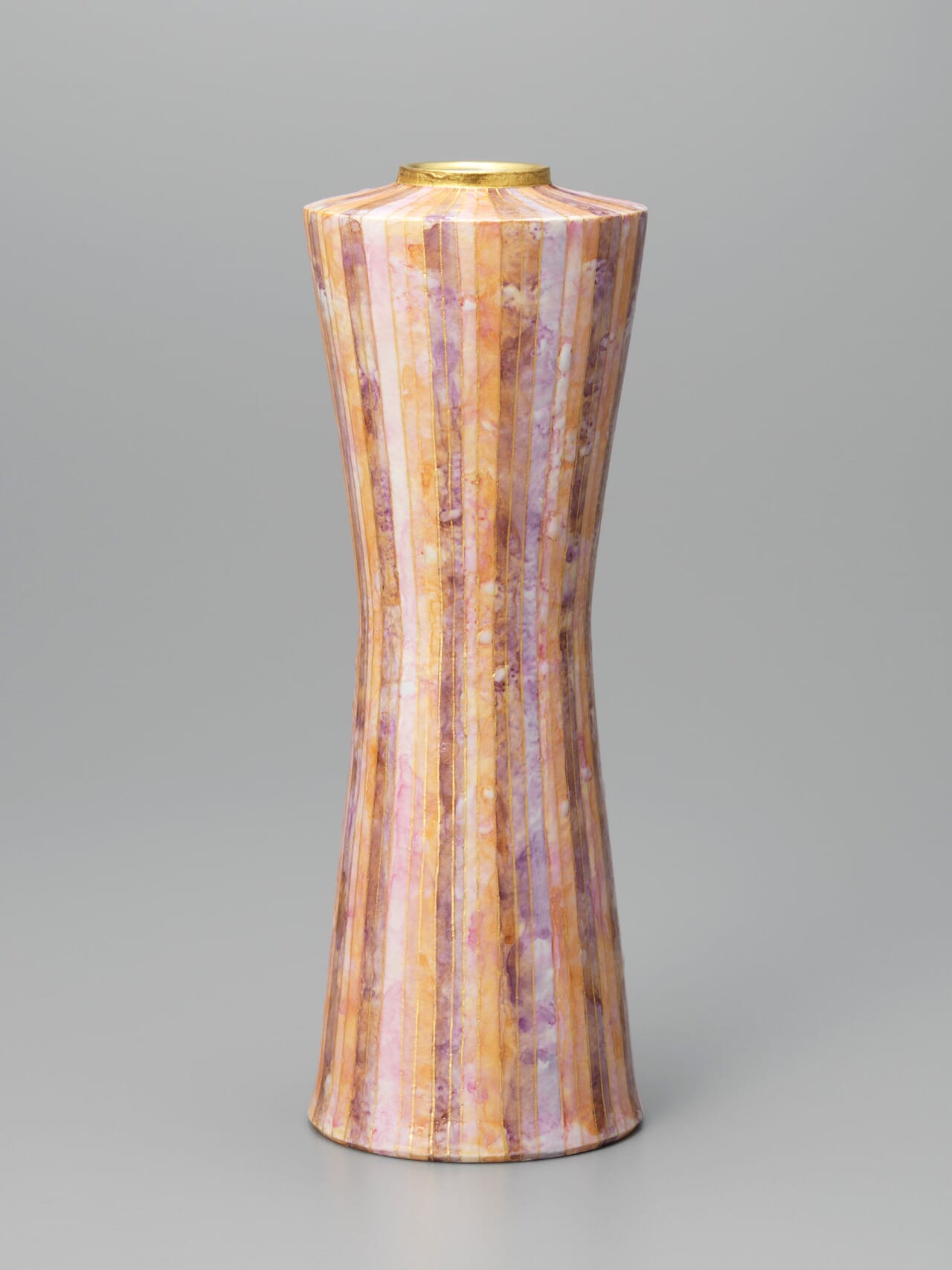 𠮷田幸央　彩色金彩花器　(径9.5×高さ26.8cm)